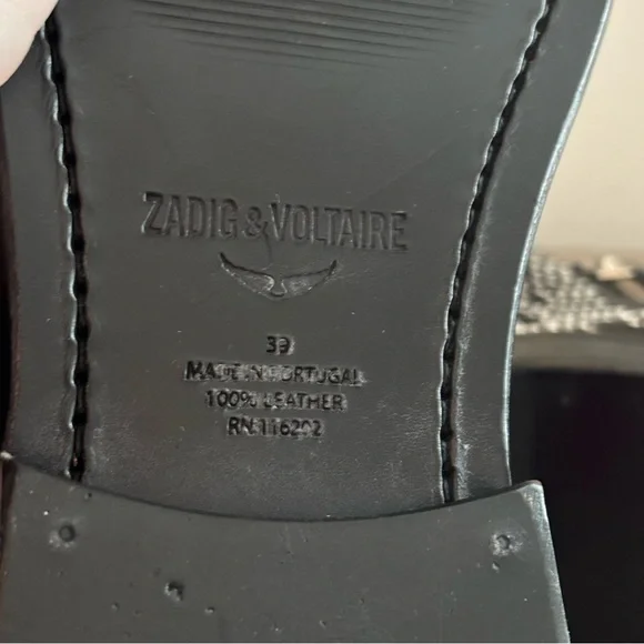 Zadig & Voltaire Womens Boots Laureen Studded Pebbled Leather Italian‎ Size 39